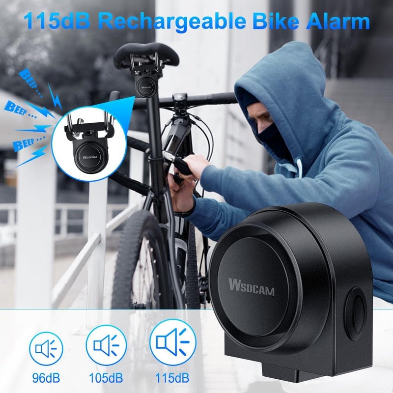 wsdcam USB Rechargeable Bike Alarm with Remote, Wireless Vehicle Security Alarm System Anti Theft Vibration Motion Sensor Alarm for Car Trailer Motorcycle Scooter Ebike - Image 2